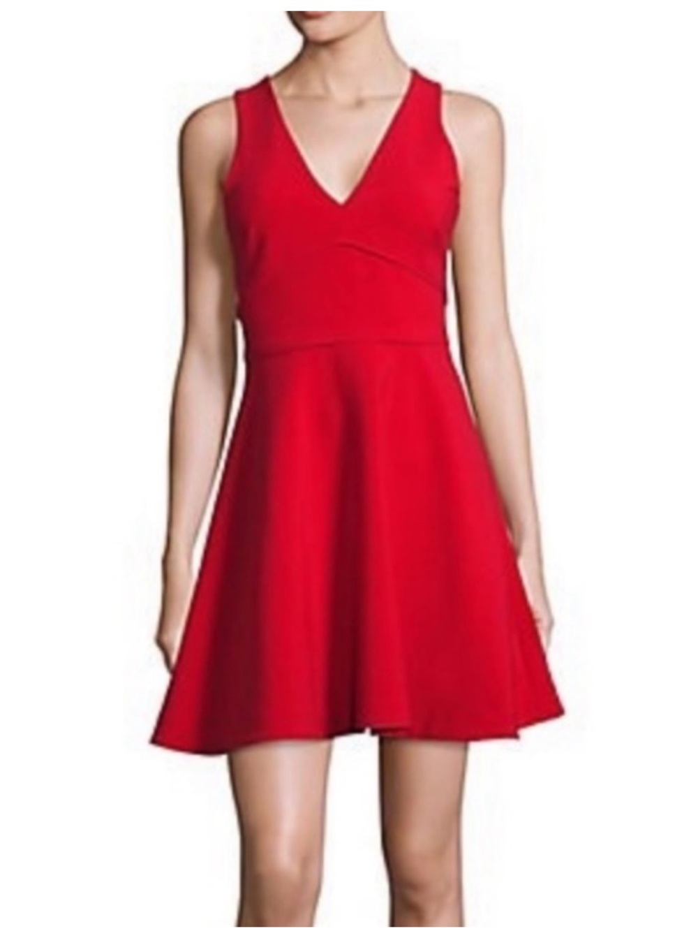 Likely V-Neck Fit & Flare Red Mini Dress | Size 6